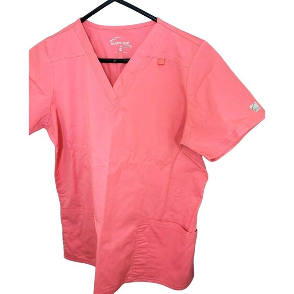Pink Butter Soft U.A Scrub Stretch Scrub Top Medium - Picture 1 of 11